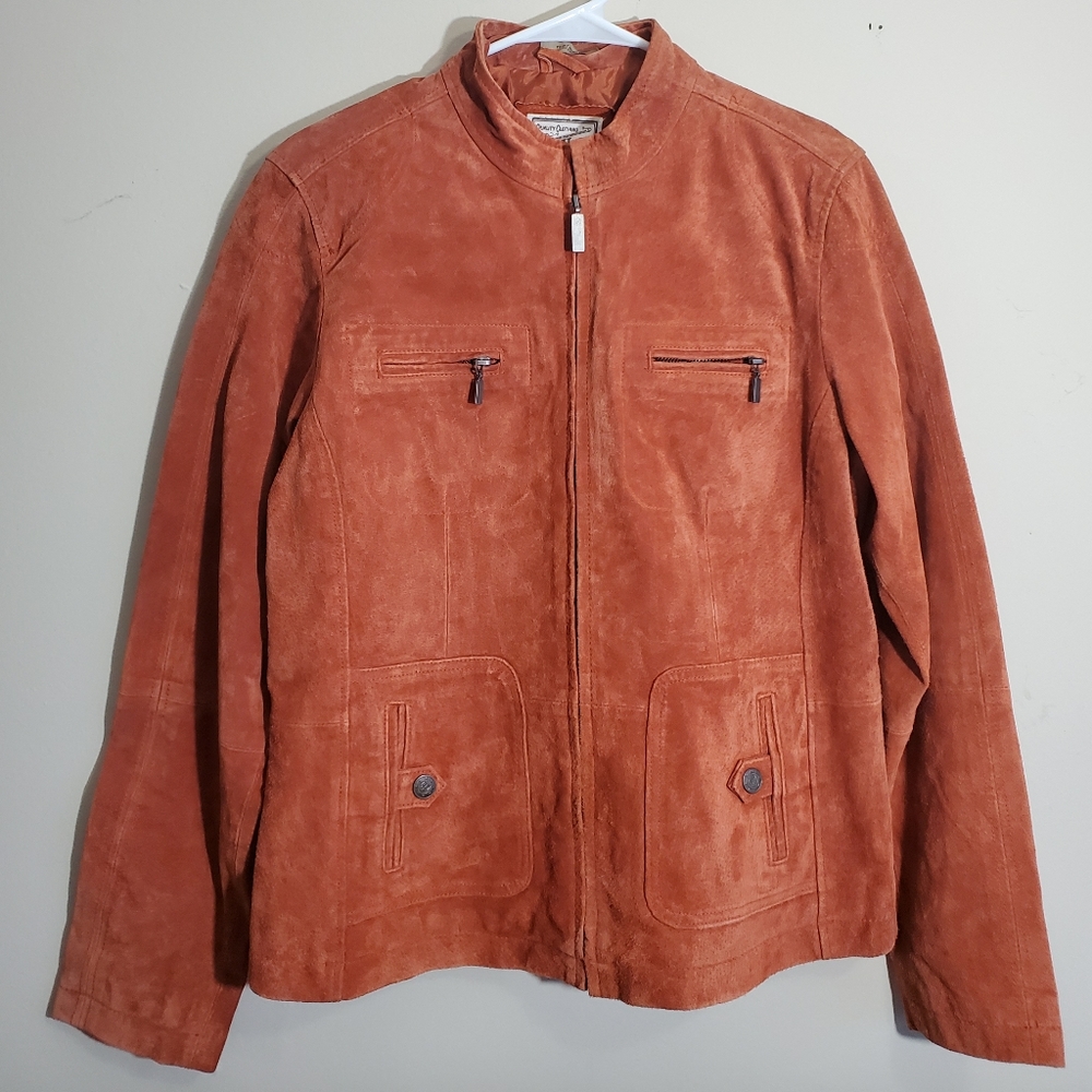Ruff Hewn Burnt Orangeburg Leather Jacket L